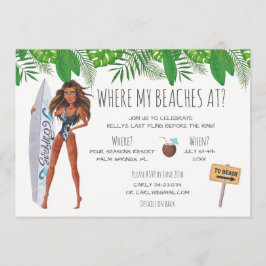 Vattenfärg Bachelorette Surfa Beach Party Inbjudningar