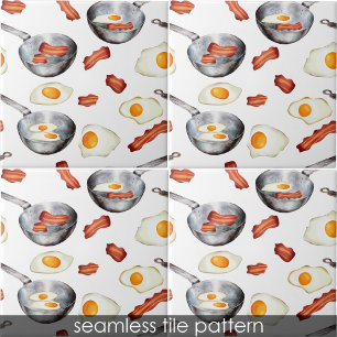 Vattenfärg Bacon & Eggs Breakfast Food Kitchen Kakelplatta
