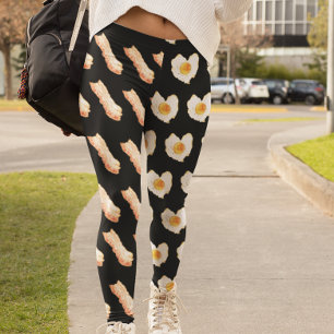 Vattenfärg Bacon och ägg Frukost älskare Leggings