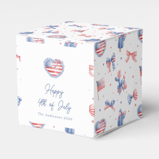 Vattenfärg-bågar för fjärde juli i preppy-stil presentaskar (Framsidan Sidan)