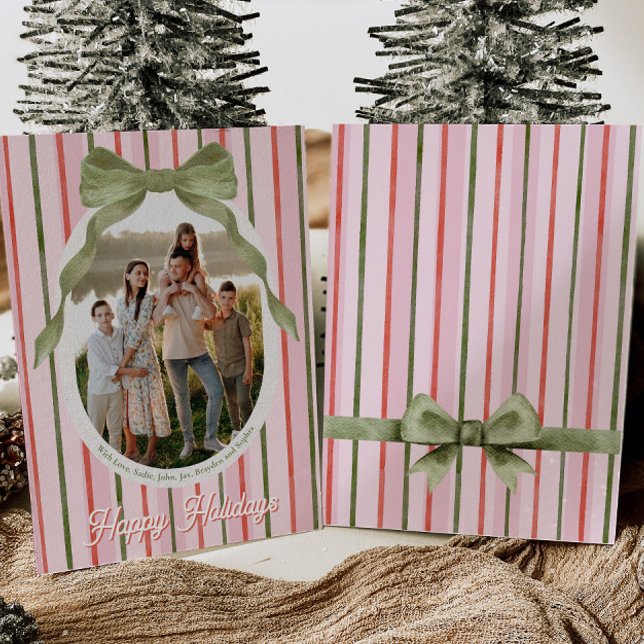 Vattenfärg båge familjefoto julkort (Skapare uppladdad)