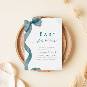 Vattenfärg båge Snö Snöflinga Baby Shower Inbjudningar