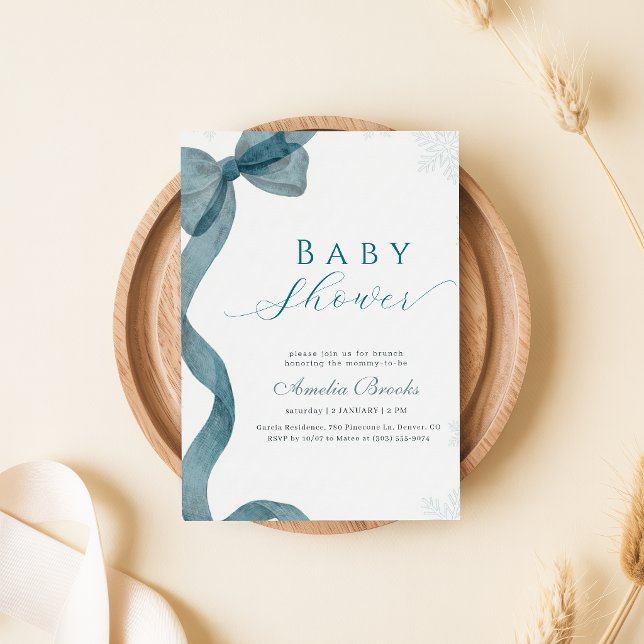 Vattenfärg båge Snö Snöflinga Baby Shower Inbjudningar (Skapare uppladdad)
