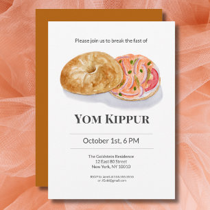 Vattenfärg Bagels Rökt Lax Yom Kippur Inbjudningar