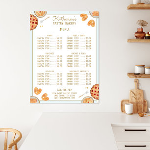 Vattenfärg Bakning Paj och Bakverk Butik Meny Poster