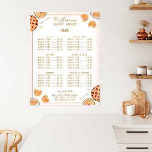 Vattenfärg Bakning Paj och Konditori Meny Poster