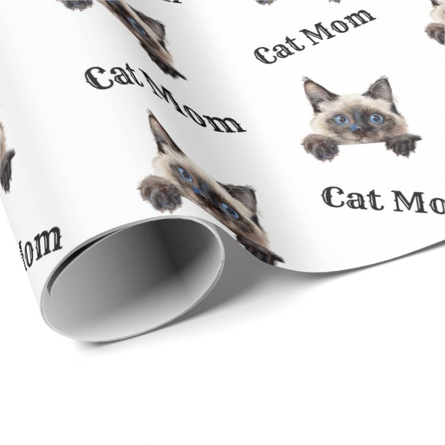 Vattenfärg Balenesiskt Kattmamma Mönster Presentpapper (Rullad Hörn)