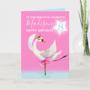 Vattenfärg balett svan dotter 8-årsdag kort