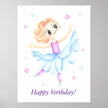 Vattenfärg Ballerina Grattis på födelsedagen