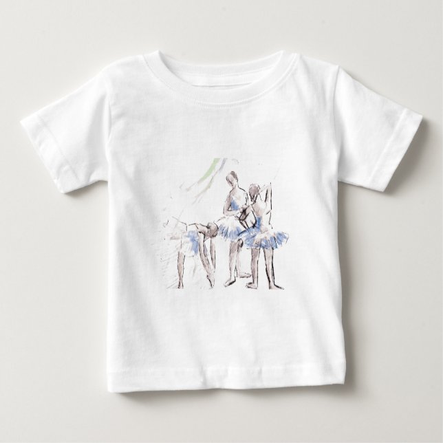 Vattenfärg Ballet Dansande Ballerina T-shirt (Framsida)