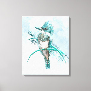 Vattenfärg Bälten Kingfisher Bird Animal Canvas