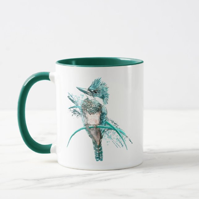 Vattenfärg Bälten Kingfisher Bird Animal Coffee Mugg (Vänster)