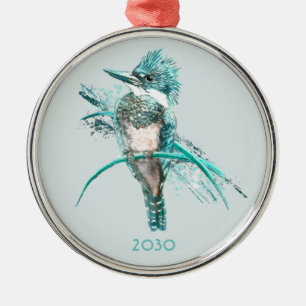 Vattenfärg Bälten Kingfisher Bird Animal Julgransprydnad Metall
