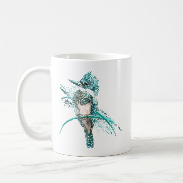 Vattenfärg Bälten Kingfisher Bird Animal Kaffemugg (Vänster)