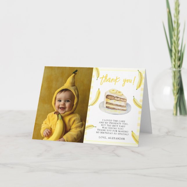 Vattenfärg Bananar Födelsedags Tack Kort (Framsida)