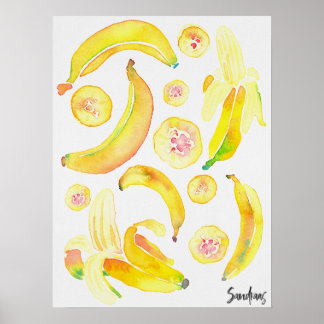 Vattenfärg Bananas Poster