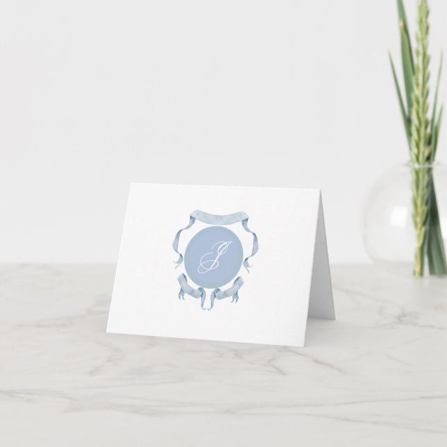 Vattenfärg band Logotyp Krön Monogram  Tack Kort (Framsida)