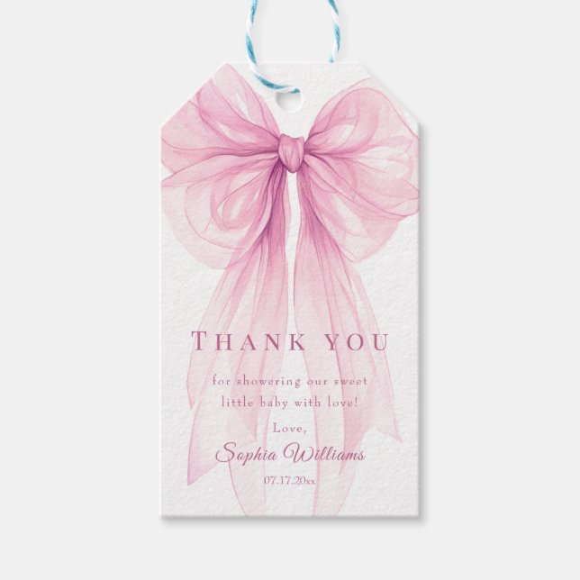 Vattenfärg Band Presentkort för Baby Shower & Föde Presentetikett (Framsidan)