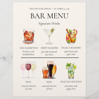 Vattenfärg Bar Meny Brevhuvud