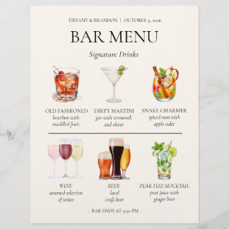 Vattenfärg Bar Meny Brevhuvud