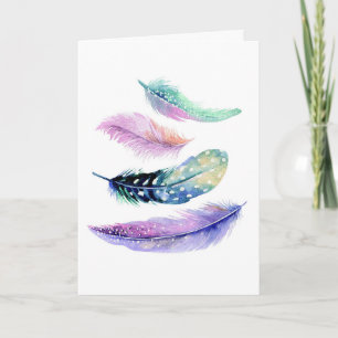 Vattenfärg bara för att Boho Feathers Kort