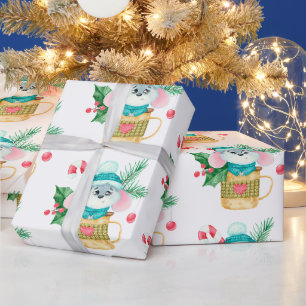 Vattenfärg Barn jul Mus Djurart Presentpapper