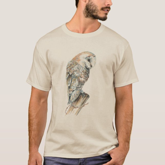 Vattenfärg Barn Uggla Bird Nature Art Tee Shirt (Framsida)