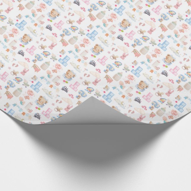 Vattenfärg Barnkalas Mönster med Teddybjörn Presentpapper (Hörn)
