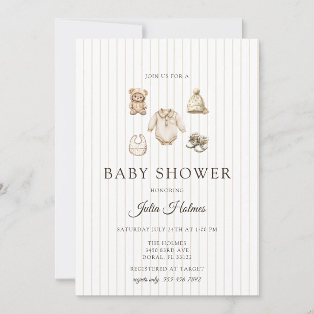 Vattenfärg Barnkläder | Höst Baby Shower  Inbjudningar (Framsida)