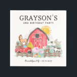 Vattenfärg Barnyard Animals Kids Farm Birthday Pappersservett<br><div class="desc">Cute Watercolor Rustic Barnyard Animals Kids Farm Birthday Pappersservett</div>