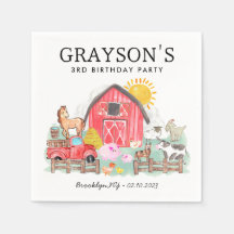 Vattenfärg Barnyard Animals Kids Farm Birthday