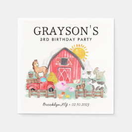 Vattenfärg Barnyard Animals Kids Farm Birthday Pappersservett