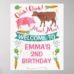 Vattenfärg Barnyard Farm Poster födelsedag