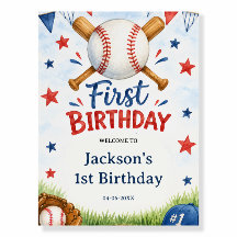 Vattenfärg Baseball 1-års födelsedag