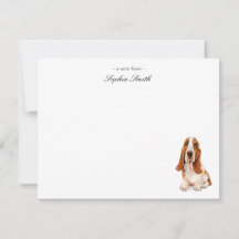 Vattenfärg Basset Hound Platta Tacksamhetskort