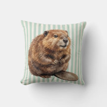 Vattenfärg Bäver Vilda Djur Kuddcover