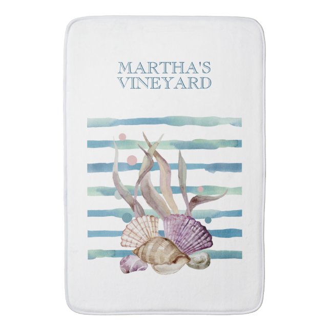 VATTENFÄRG BEACH SNÄCKAS CORAL VACACATION BADRUMSMATTA (Framsidan (Vertikal))