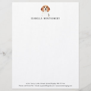 Vattenfärg Beagle Hund Letterhead Brevhuvud