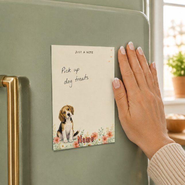 Vattenfärg Beagle med blommor Post-it Block (Skapare uppladdad)
