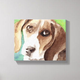 vattenfärg Beagle Porträtt Canvastryck