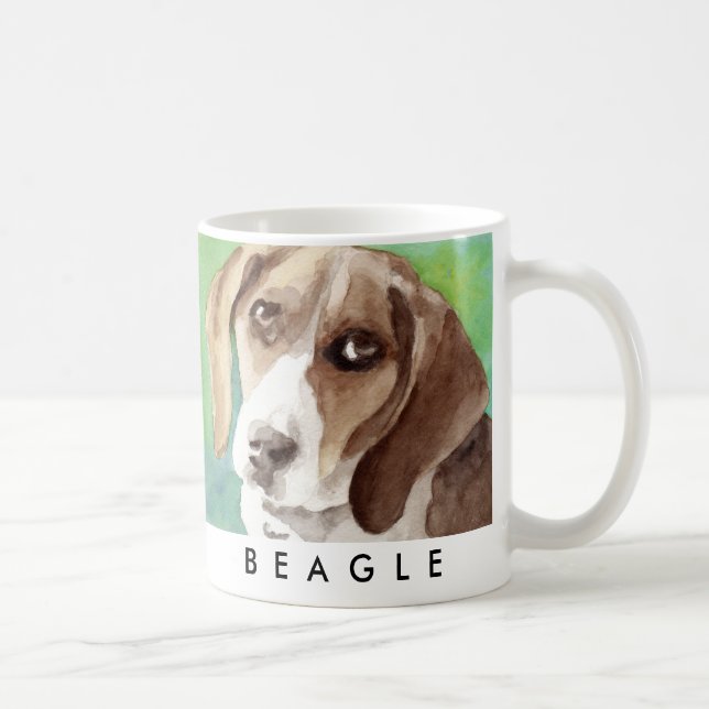 vattenfärg Beagle Porträtt Kaffemugg (Höger)
