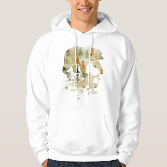 Vattenfärg, Bear Art Hoodie (Framsida)