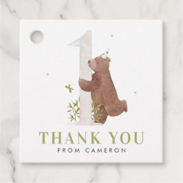 Vattenfärg Bear Woodland Första födelsedag Tack Gåvor Etiketter