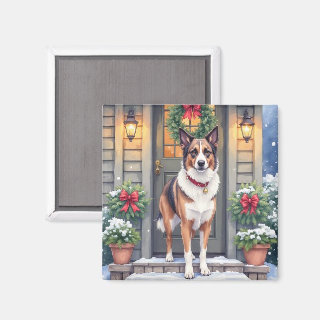 Vattenfärg Beauceron Rustik Veranda Jul Magnet (Front/Back)