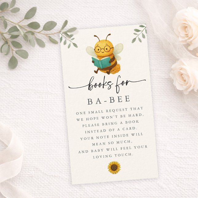 Vattenfärg Bébarnkal Bok Förfrågningskort Visitkort (Watercolor Bee Baby Shower Book Request Card)
