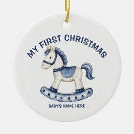 Vattenfärg Bebis Första Julen Foto Julgransprydnad Keramik