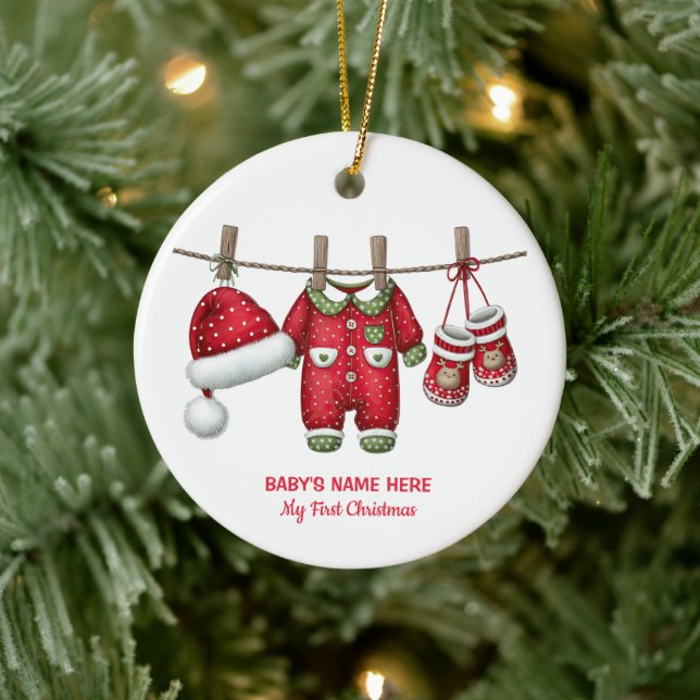 Vattenfärg Bebis Första Julen Foto Julgransprydnad Keramik (Träd)