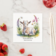 Vattenfärg Bebis Get med Vilda Blommor Baby Shower