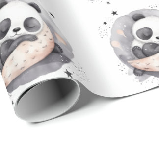 Vattenfärg Bebis Panda Björn Sömntid Presentpapper