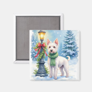 Vattenfärg Bedlington Terrier Lykta Jul Magnet